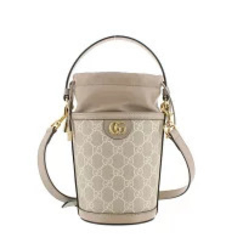 Gucci Ophidia Bucket Bag Canvas Leather Beige